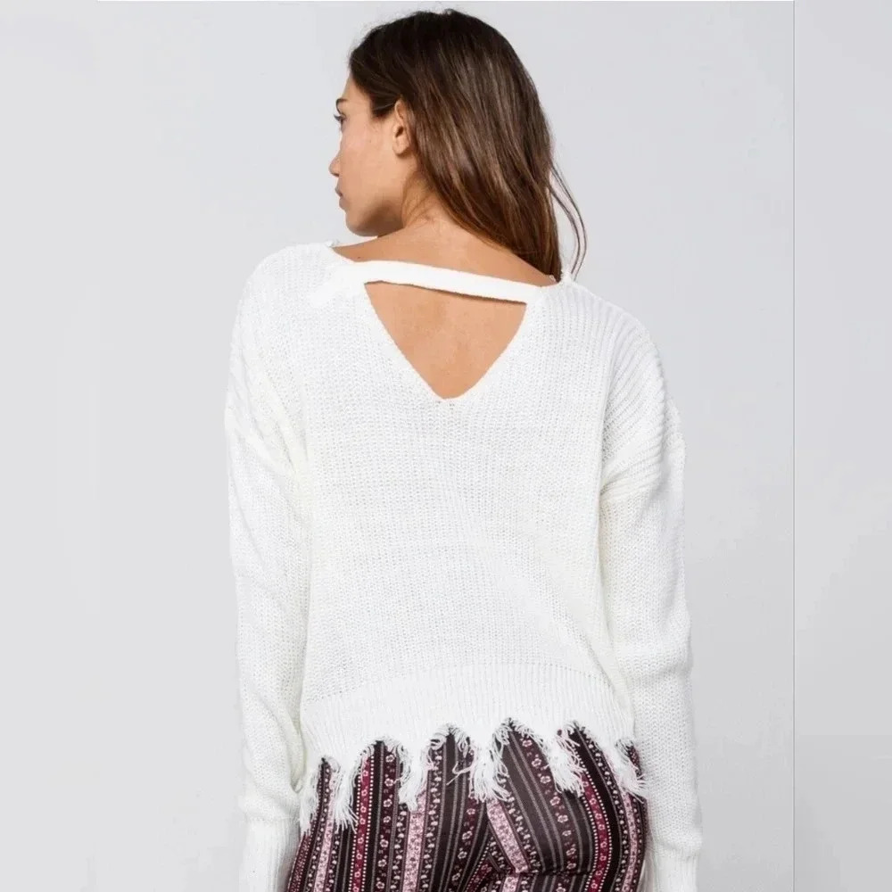 Full Tilt, Size L, Cream Destroyed Sweater - Picture 15 of 16